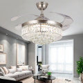 Moderner Golden Crystal Chandelier Deckenventilator mit Lichtlampe